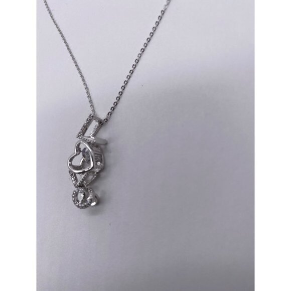Women’s Love Cubic Zircon Necklace Sliver Tone - Picture 10 of 14